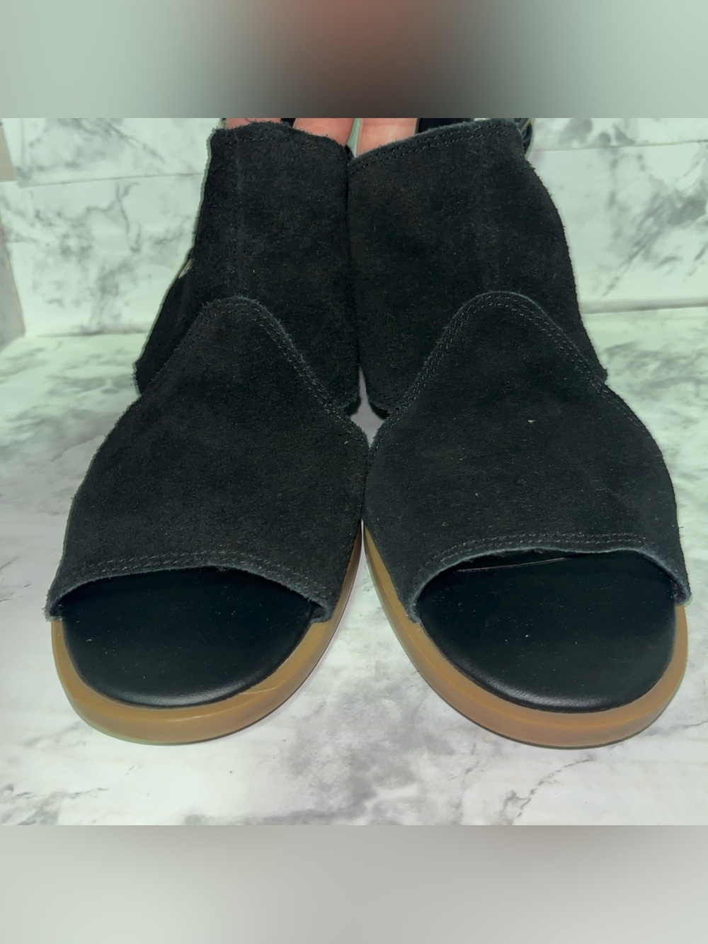 Koolaburra By Ugg ortholite Womens 9 Kaiah Suede Block Heel Sandals Black FD118k